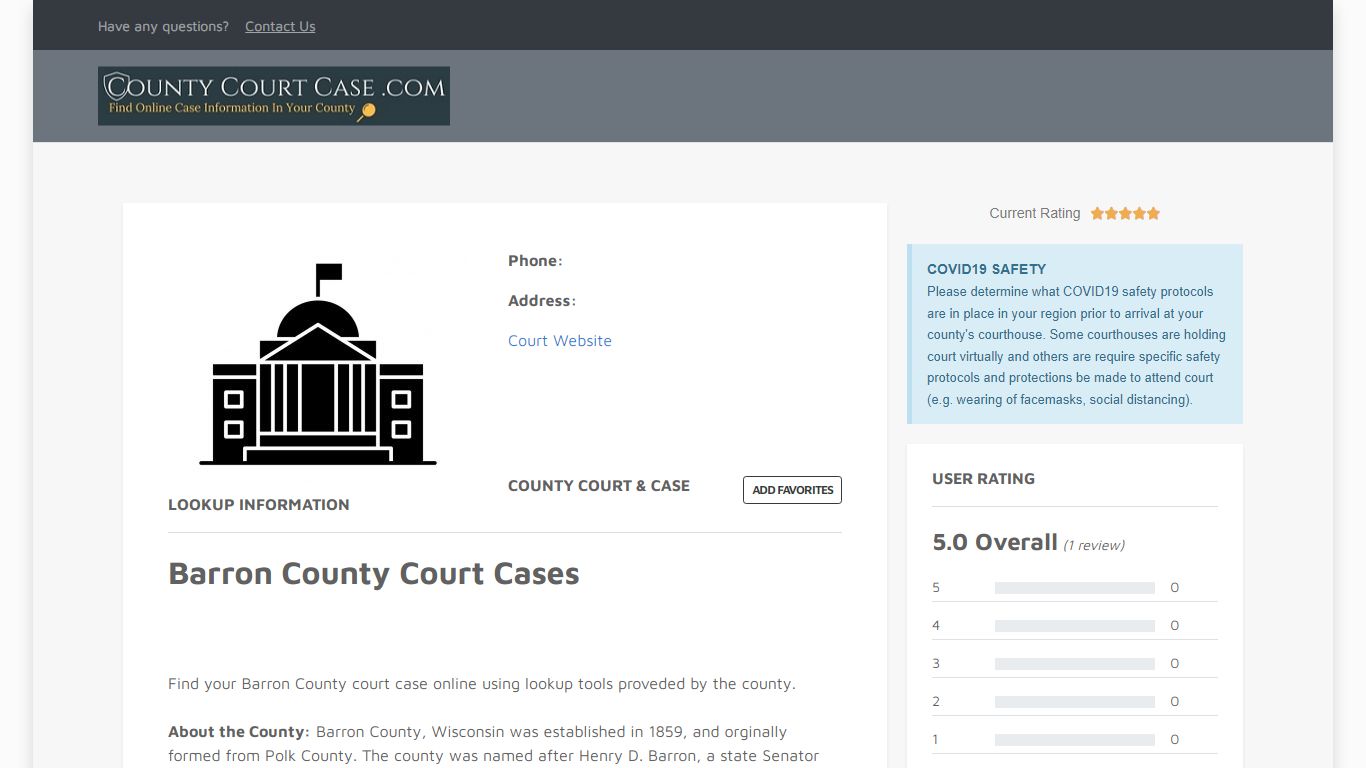 Barron County | County Court Case Search & Lookup | CountyCourtCase.com